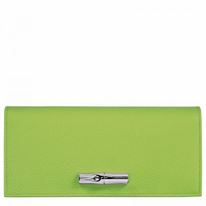 Portefeuilles Longchamp Le Roseau Flap Femme Vert Soldes | L3044HFP355