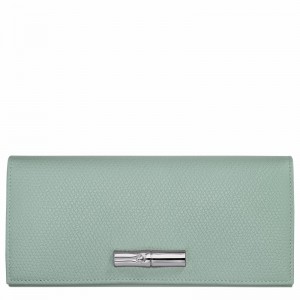 Portefeuilles Longchamp Le Roseau Flap Femme Céladon Soldes | L3044HFP282