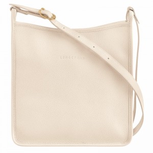 Sac Bandoulière Longchamp Le FOULONNÉ M Femme Blanche Soldes | 10140021555