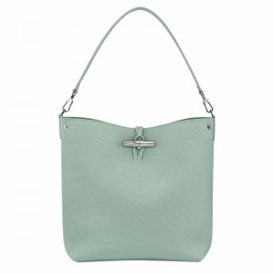 Sac Bandoulière Longchamp Le Roseau M Femme Céladon Soldes | 10281HFP282