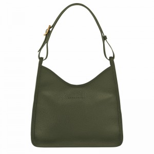 Sac Hobo Longchamp Le FOULONNÉ M Femme Kaki Soldes | 10155021892