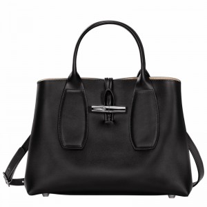 Sac a Main Longchamp Le Roseau M Femme Noir Soldes | 10058HCL001