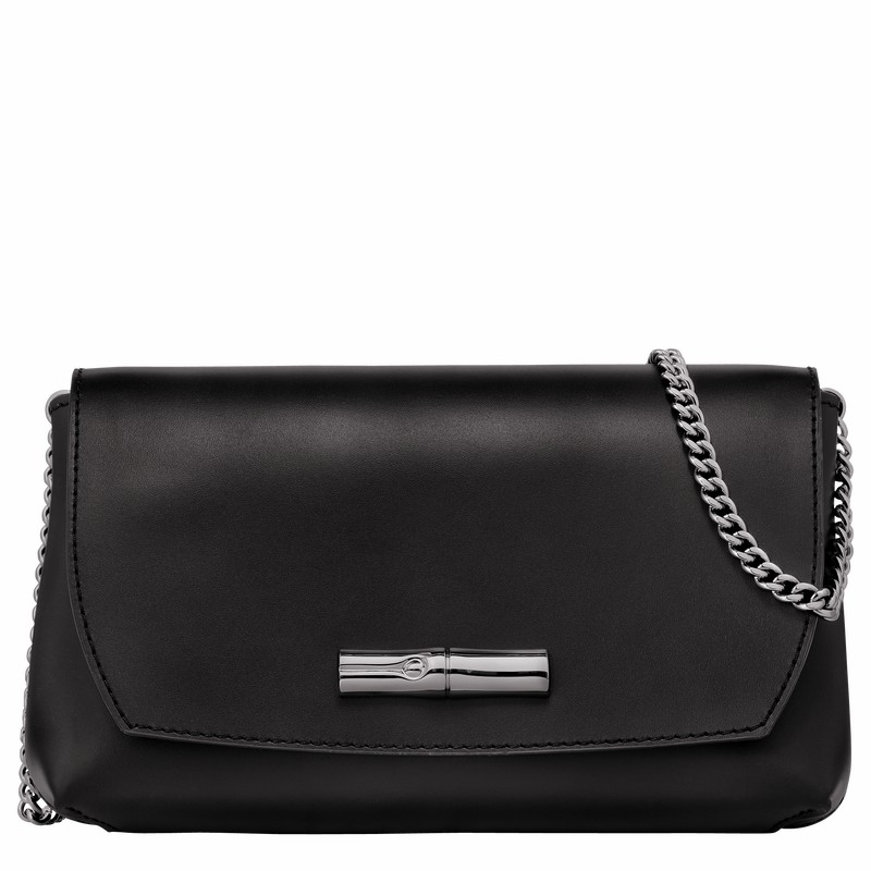 Clutch Longchamp Le Roseau Femme Noir Soldes | 10191HCN001