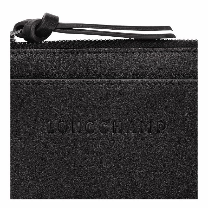 Porte-Carte Longchamp 3D Femme Noir Soldes | 30034HCV001