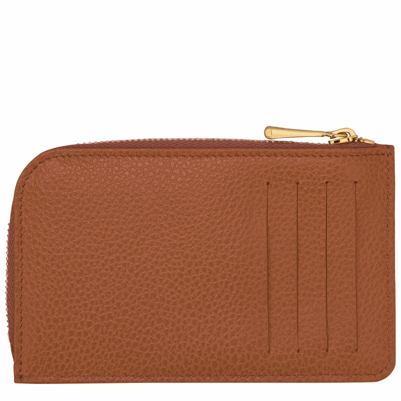 Porte-Carte Longchamp Le FOULONNÉ Femme Caramel Soldes | 30036021121