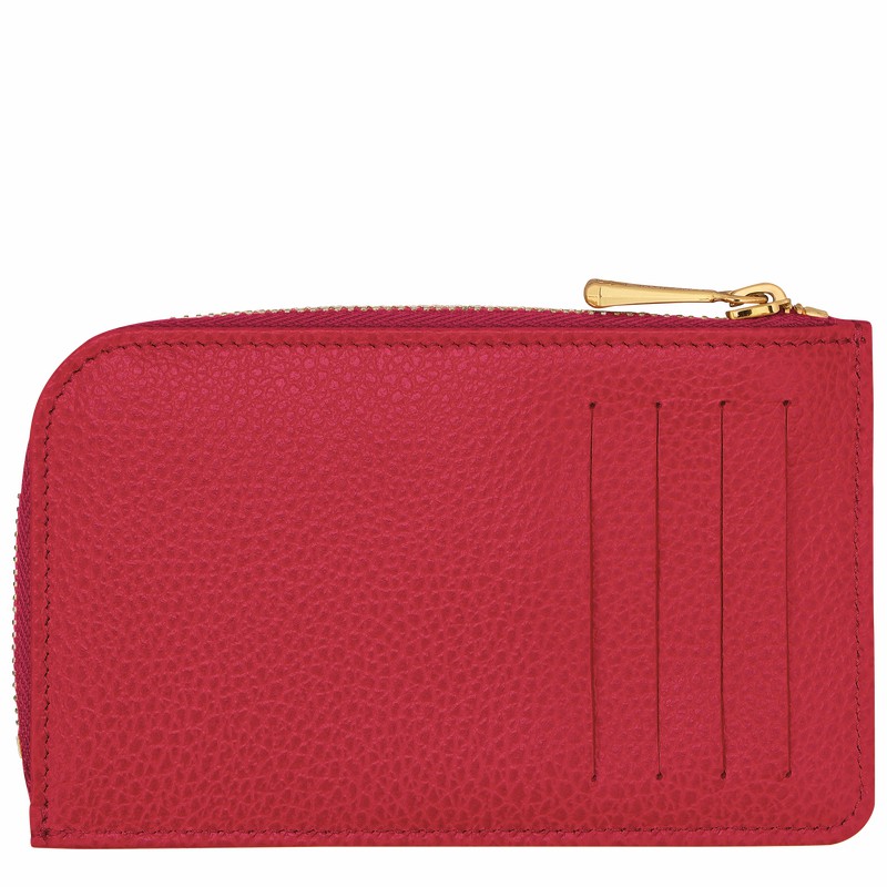 Porte-Carte Longchamp Le FOULONNÉ Femme Rouge Soldes | 30036021C39