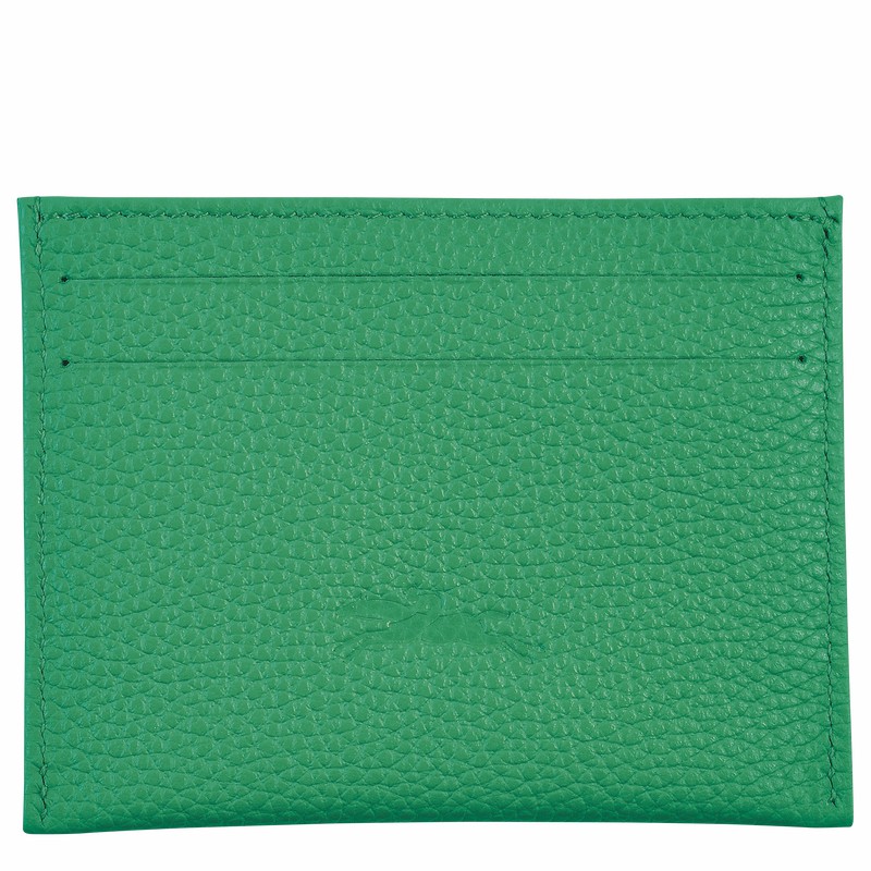 Porte-Carte Longchamp Le FOULONNÉ Femme Vert Soldes | L3218021129