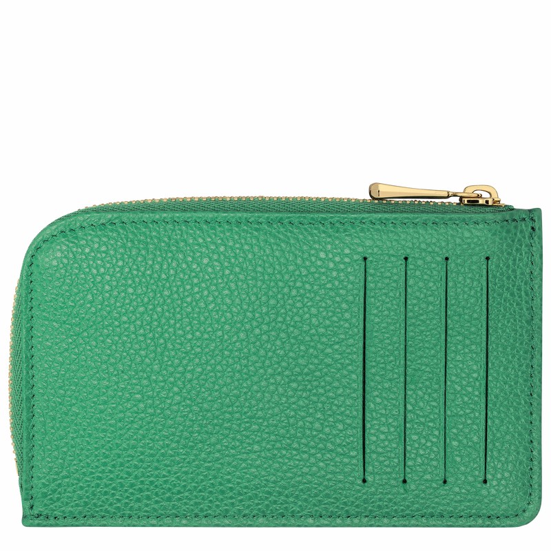 Porte-Carte Longchamp Le FOULONNÉ Femme Vert Soldes | 30036021129