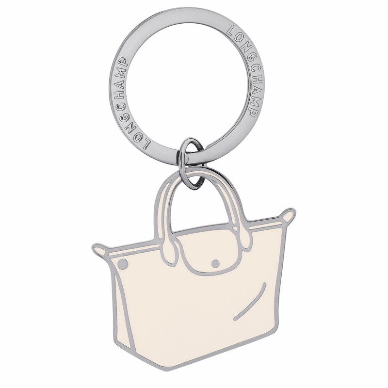 Porte-clés Longchamp Le Pliage Femme Blanche Soldes | 36070MET037