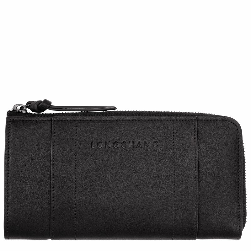 Portefeuilles Longchamp 3D Zip around Homme Noir Soldes | L3418HCV001-