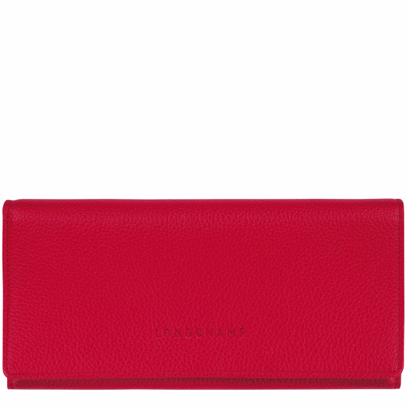 Portefeuilles Longchamp Le FOULONNÉ Continental Femme Rouge Soldes | L3044021C39