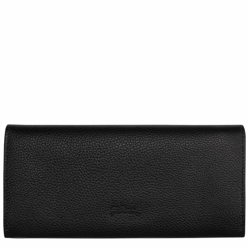 Portefeuilles Longchamp Le FOULONNÉ Continental Femme Noir Soldes | L3044021001