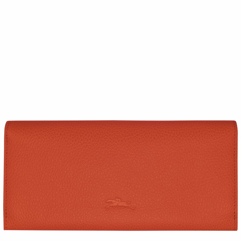 Portefeuilles Longchamp Le FOULONNÉ Continental Femme Orange Soldes | L3044021685