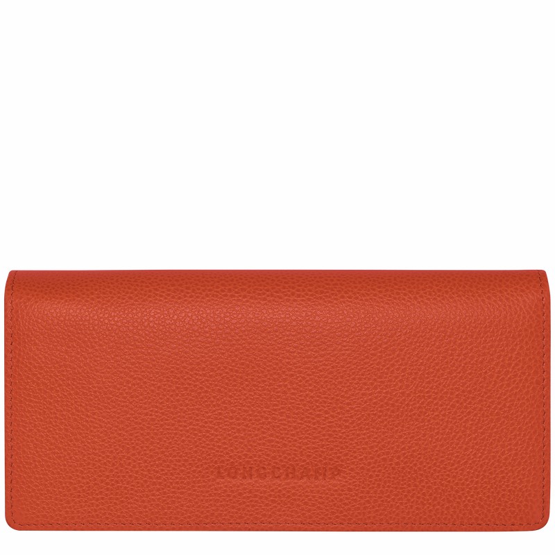 Portefeuilles Longchamp Le FOULONNÉ Continental Femme Orange Soldes | L3044021685