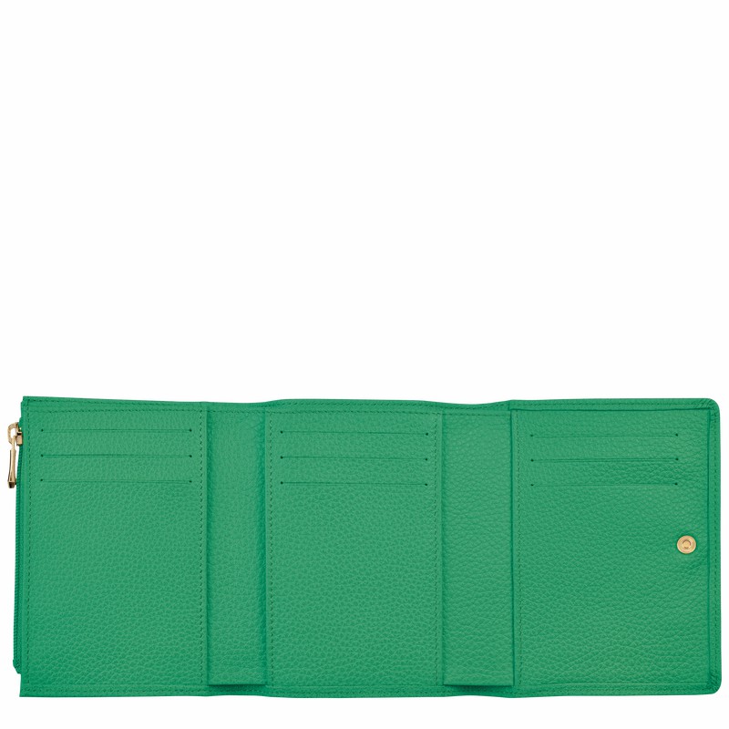 Portefeuilles Longchamp Le FOULONNÉ Femme Vert Soldes | 30021021129