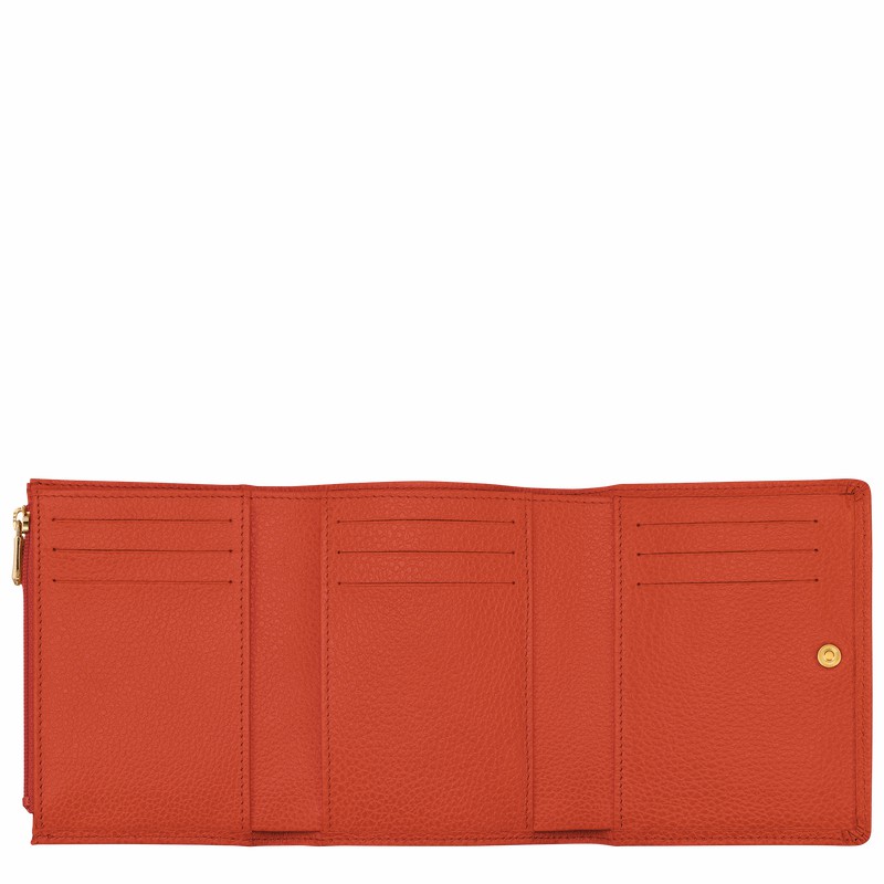 Portefeuilles Longchamp Le FOULONNÉ Femme Orange Soldes | 30021021685