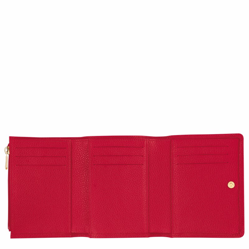 Portefeuilles Longchamp Le FOULONNÉ Femme Rouge Soldes | 30021021C39