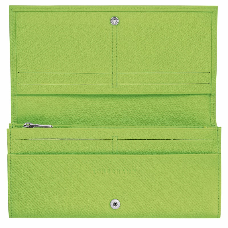 Portefeuilles Longchamp Le Roseau Flap Femme Vert Soldes | L3044HFP355