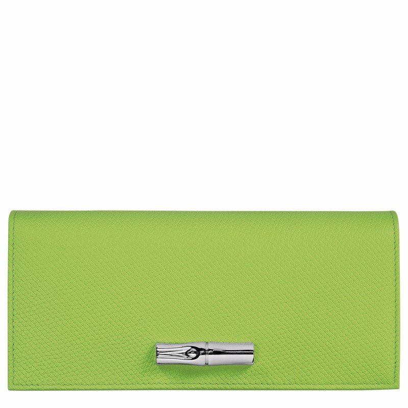 Portefeuilles Longchamp Le Roseau Flap Femme Vert Soldes | L3044HFP355