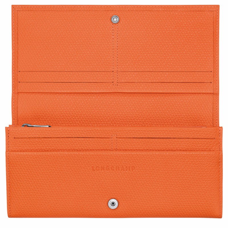 Portefeuilles Longchamp Le Roseau Flap Femme Orange Soldes | L3044HFP017