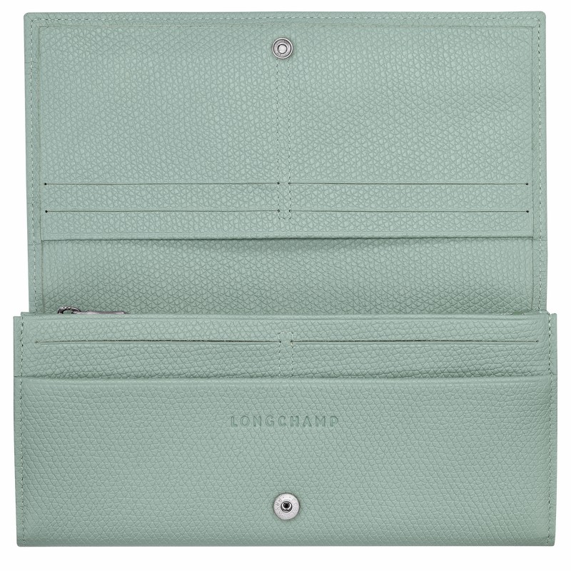 Portefeuilles Longchamp Le Roseau Flap Femme Céladon Soldes | L3044HFP282