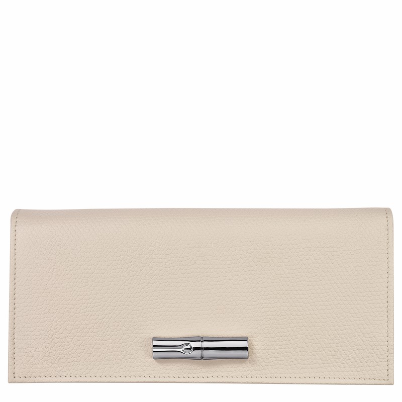 Portefeuilles Longchamp Le Roseau Flap Femme Blanche Soldes | L3044HFP555