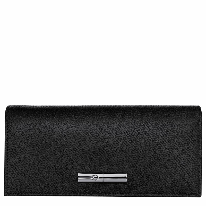 Portefeuilles Longchamp Le Roseau Flap Femme Noir Soldes | L3044HFP001