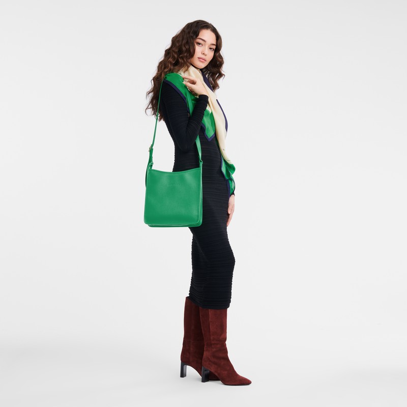 Sac Bandoulière Longchamp Le FOULONNÉ M Femme Vert Soldes | 10140021129