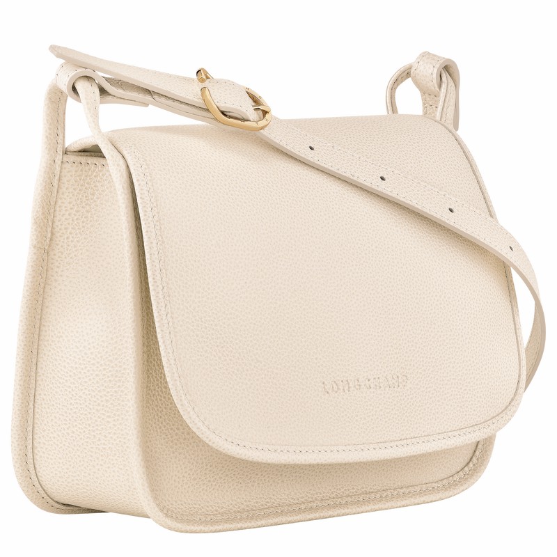 Sac Bandoulière Longchamp Le FOULONNÉ M Femme Blanche Soldes | 10135021555