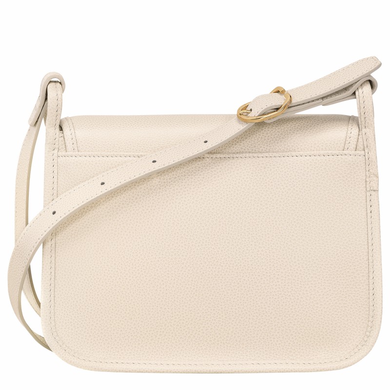 Sac Bandoulière Longchamp Le FOULONNÉ M Femme Blanche Soldes | 10135021555