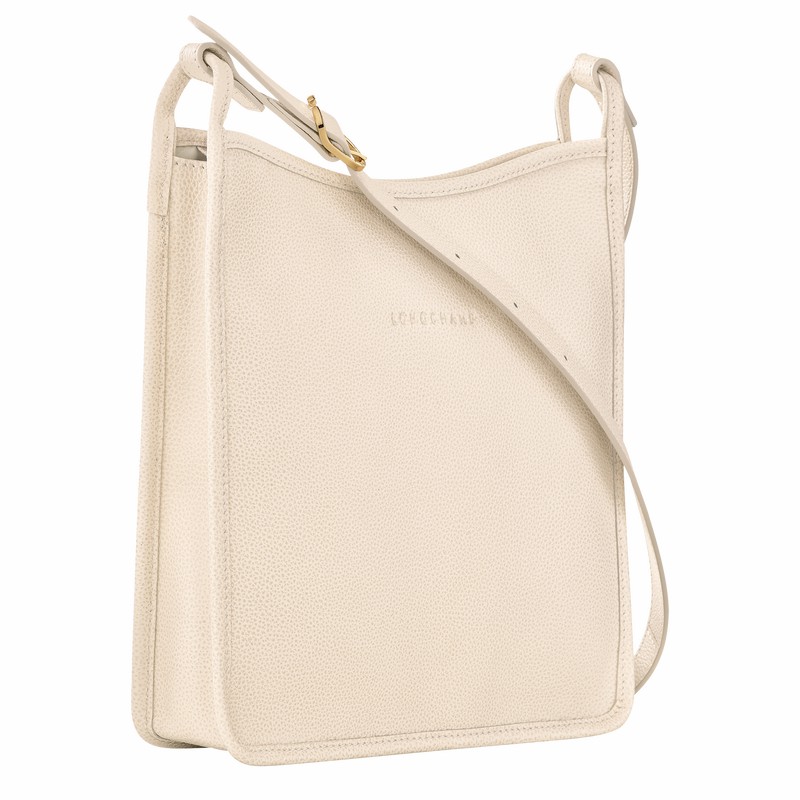 Sac Bandoulière Longchamp Le FOULONNÉ M Femme Blanche Soldes | 10140021555