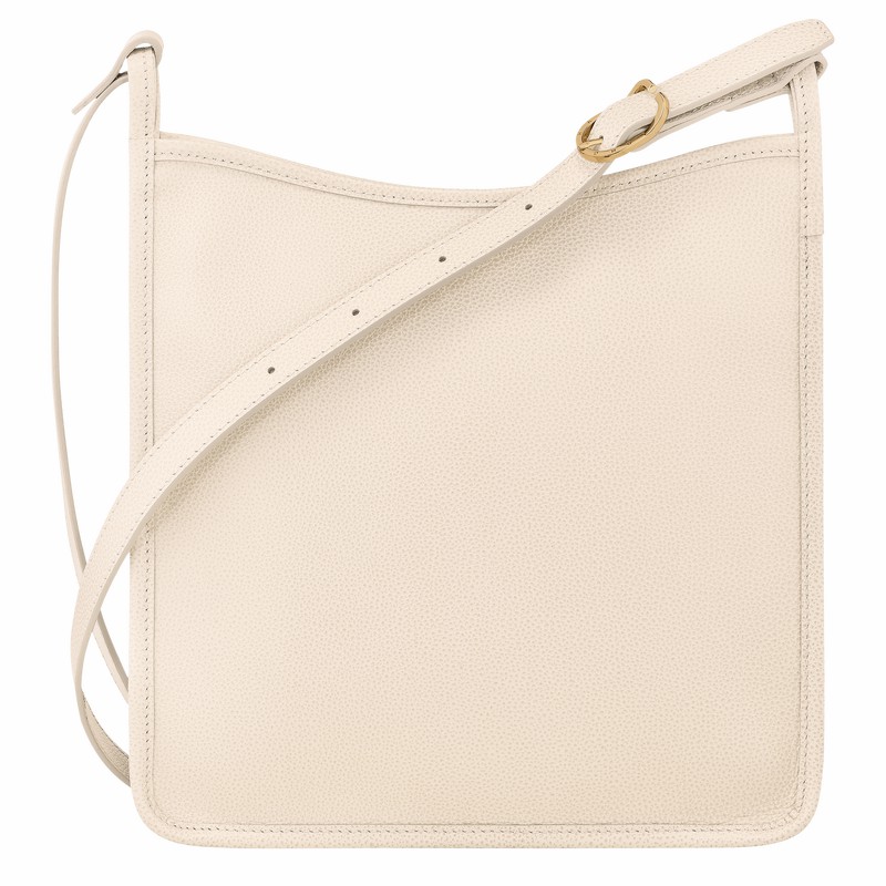 Sac Bandoulière Longchamp Le FOULONNÉ M Femme Blanche Soldes | 10140021555