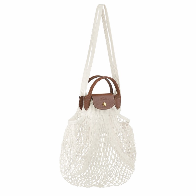 Sac Bandoulière Longchamp Le Pliage Filet L Femme Blanche Soldes | 10121HVH037