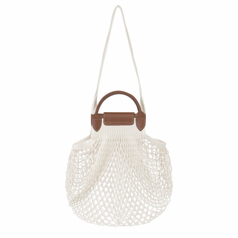 Sac Bandoulière Longchamp Le Pliage Filet L Femme Blanche Soldes | 10121HVH037