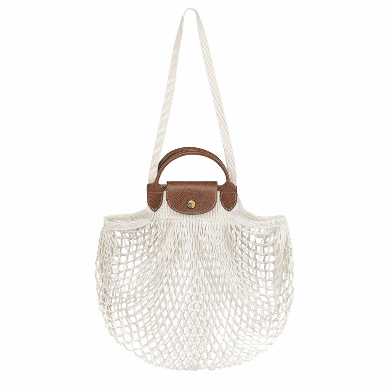 Sac Bandoulière Longchamp Le Pliage Filet L Femme Blanche Soldes | 10121HVH037