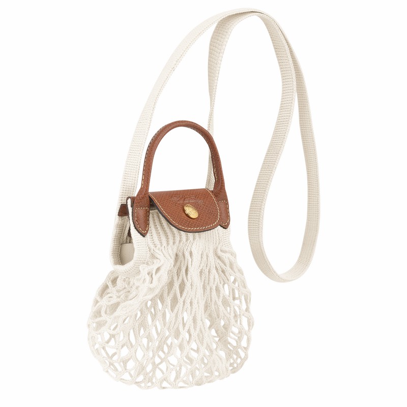 Sac Bandoulière Longchamp Le Pliage Filet XS Femme Blanche Soldes | 10139HVH037