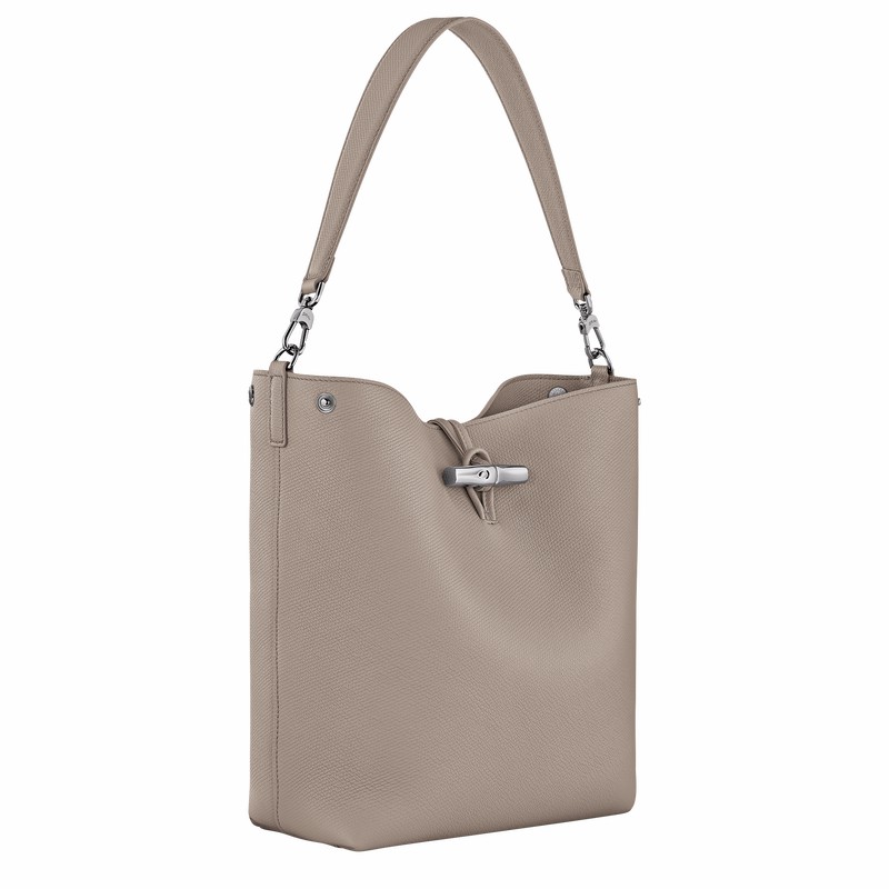 Sac Bandoulière Longchamp Le Roseau M Femme Grise Soldes | 10281HFP266