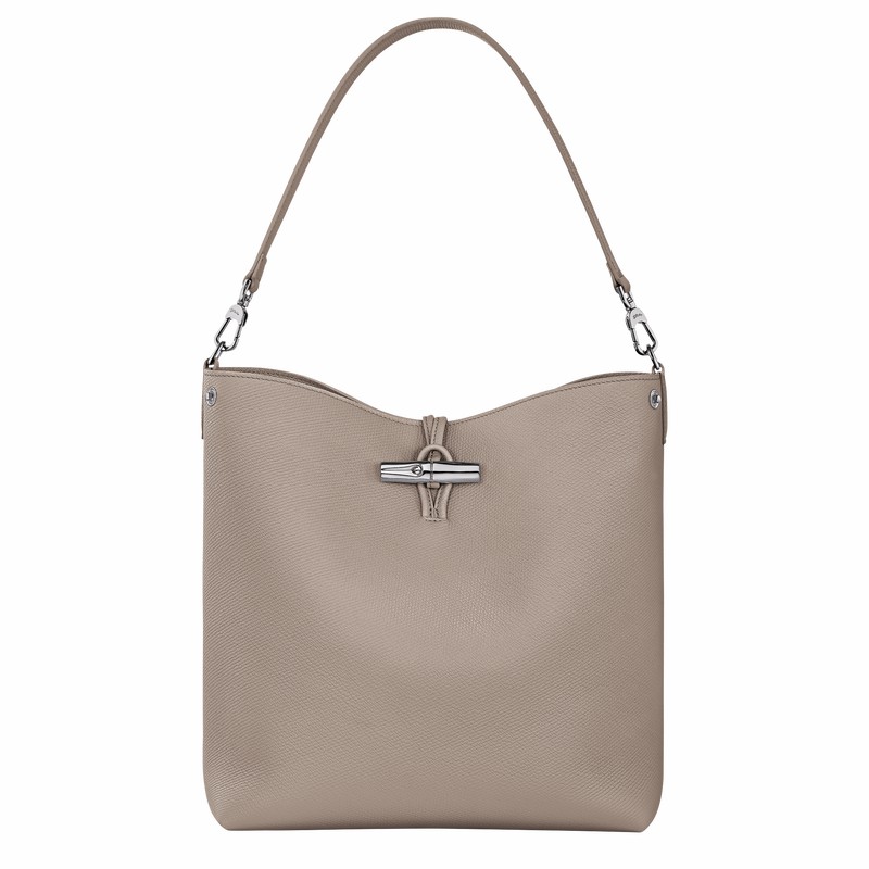 Sac Bandoulière Longchamp Le Roseau M Femme Grise Soldes | 10281HFP266