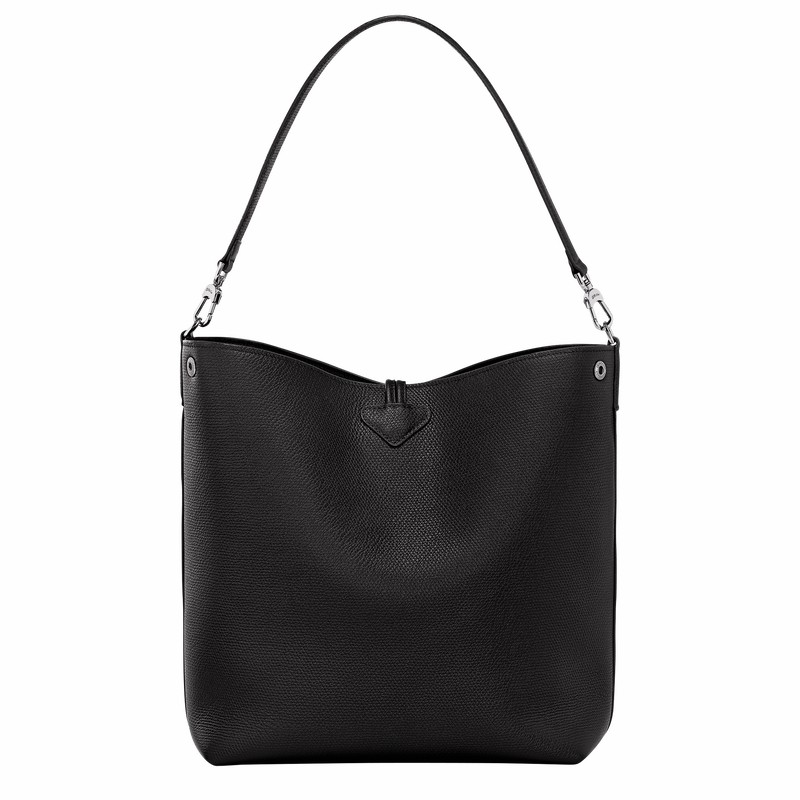 Sac Bandoulière Longchamp Le Roseau M Femme Noir Soldes | 10281HFP001