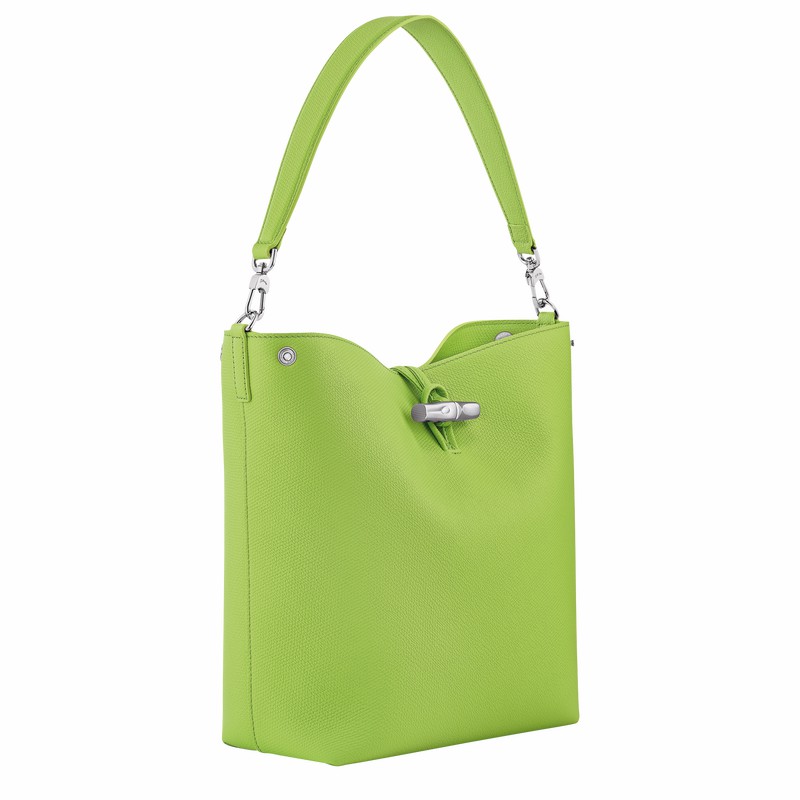 Sac Bandoulière Longchamp Le Roseau M Femme Vert Soldes | 10281HFP355