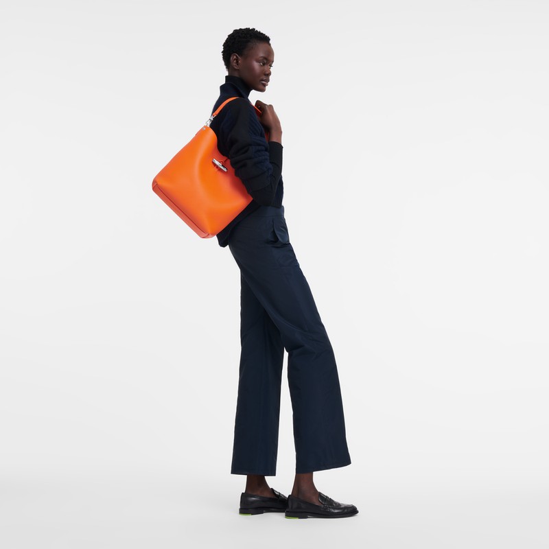 Sac Bandoulière Longchamp Le Roseau M Femme Orange Soldes | 10281HFP017