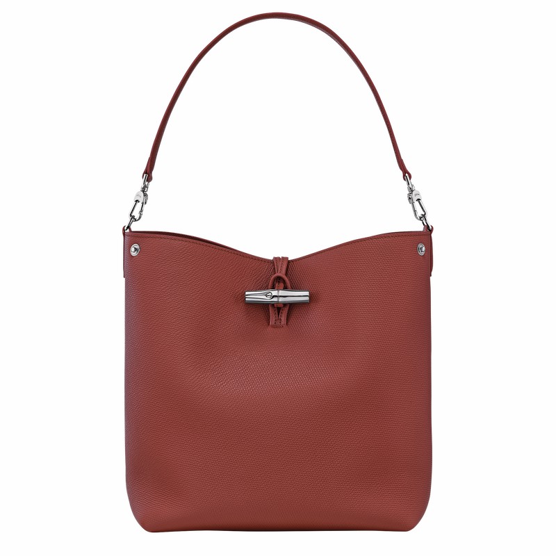 Sac Bandoulière Longchamp Le Roseau M Femme Marron Soldes | 10281HFP404