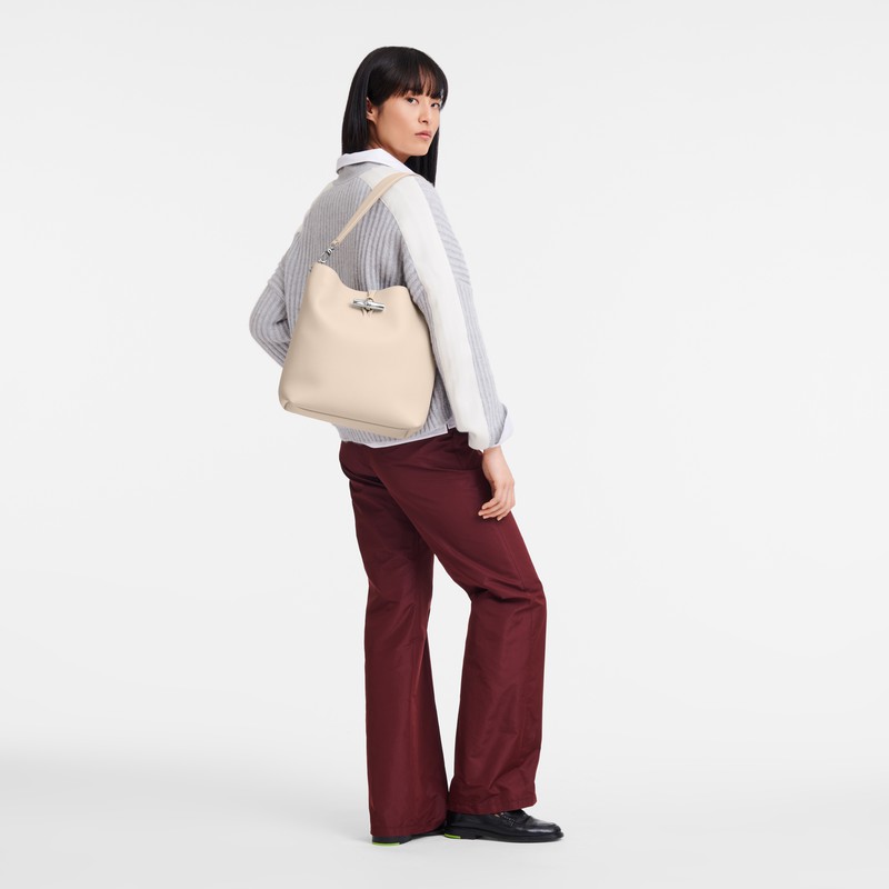 Sac Bandoulière Longchamp Le Roseau M Femme Blanche Soldes | 10281HFP555