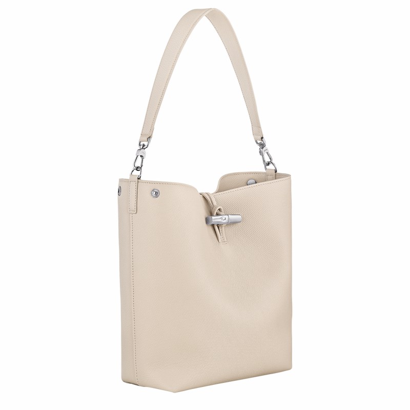 Sac Bandoulière Longchamp Le Roseau M Femme Blanche Soldes | 10281HFP555