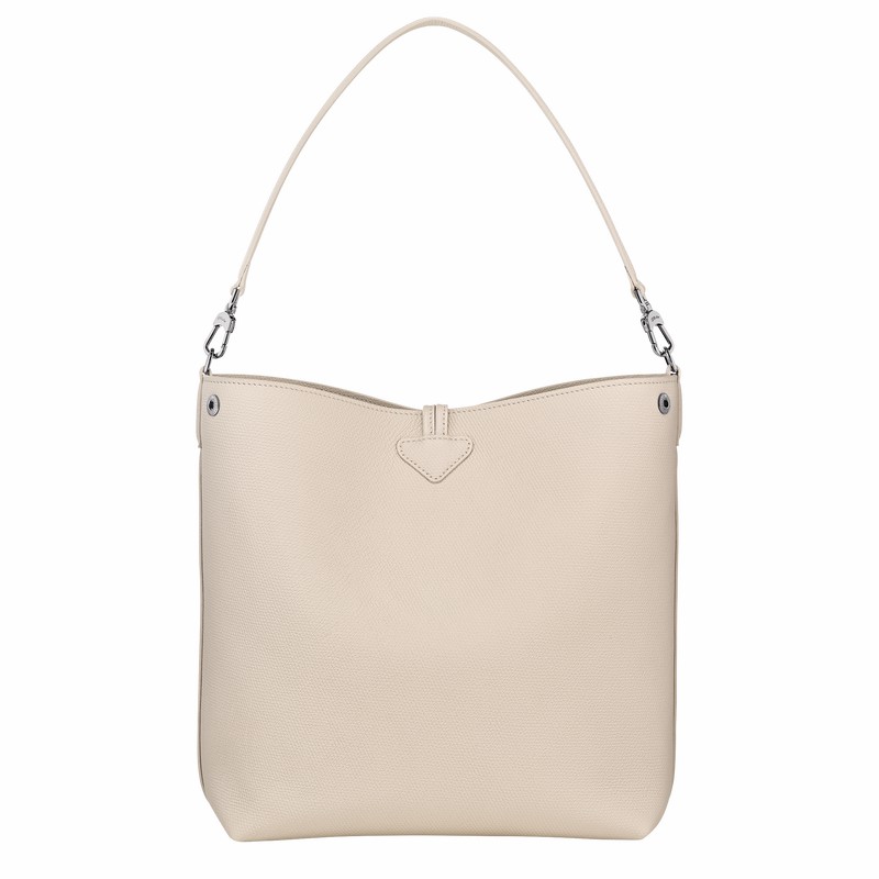 Sac Bandoulière Longchamp Le Roseau M Femme Blanche Soldes | 10281HFP555