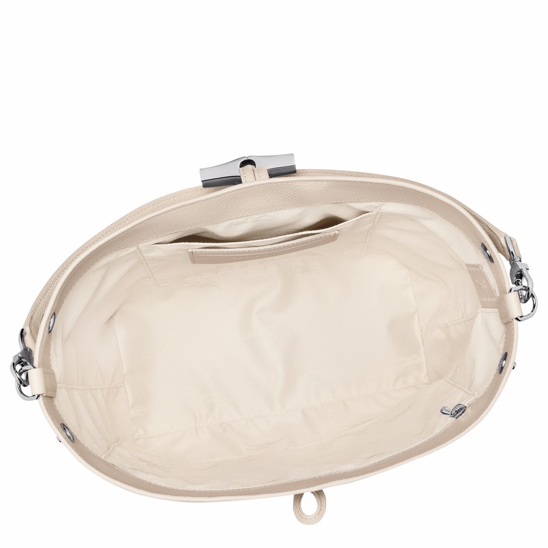 Sac Bandoulière Longchamp Le Roseau M Femme Blanche Soldes | 10281HFP555