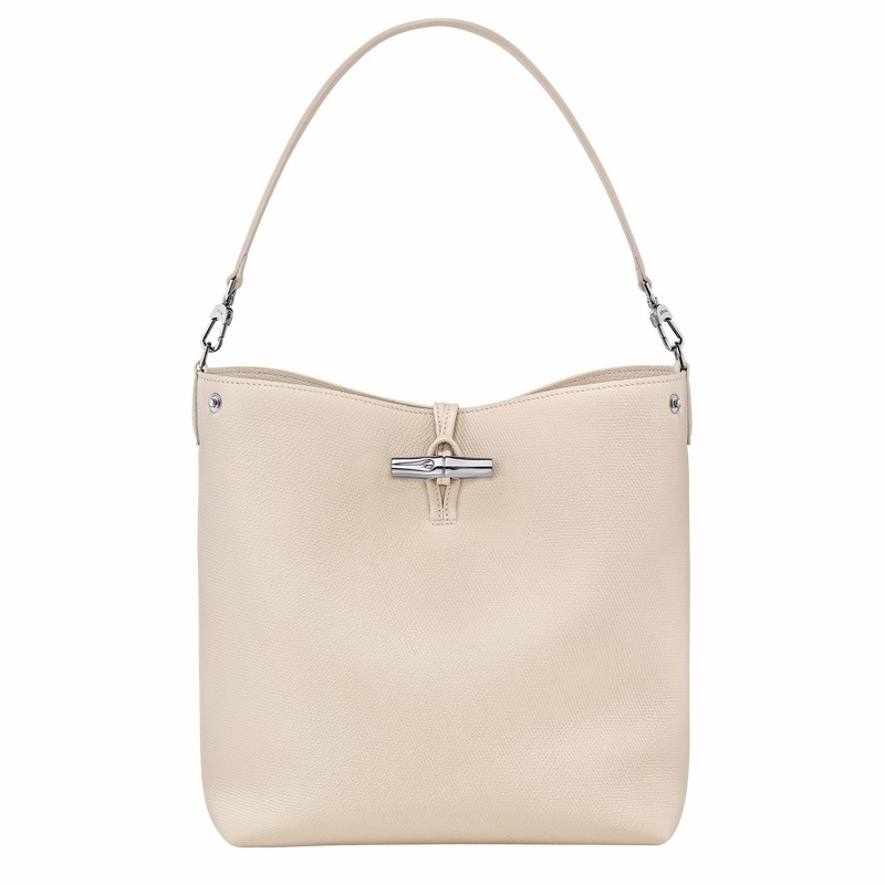 Sac Bandoulière Longchamp Le Roseau M Femme Blanche Soldes | 10281HFP555