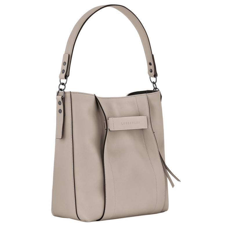 Sac Hobo Longchamp 3D M Femme Grise Soldes | 10225HCV299