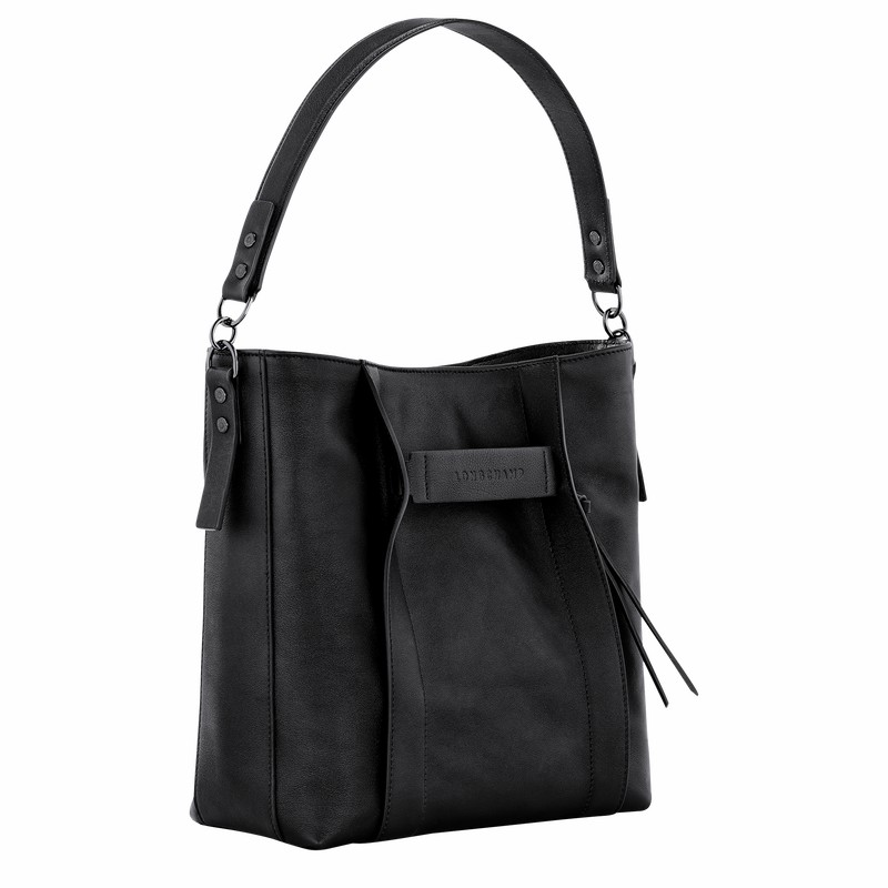 Sac Hobo Longchamp 3D M Femme Noir Soldes | 10225HCV001