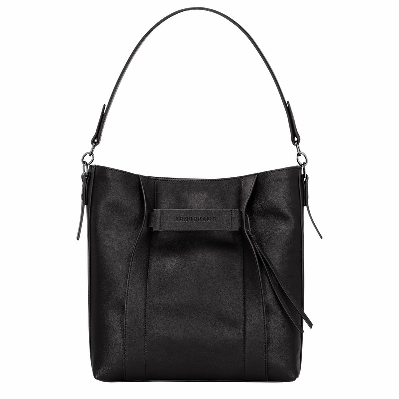 Sac Hobo Longchamp 3D M Femme Noir Soldes | 10225HCV001